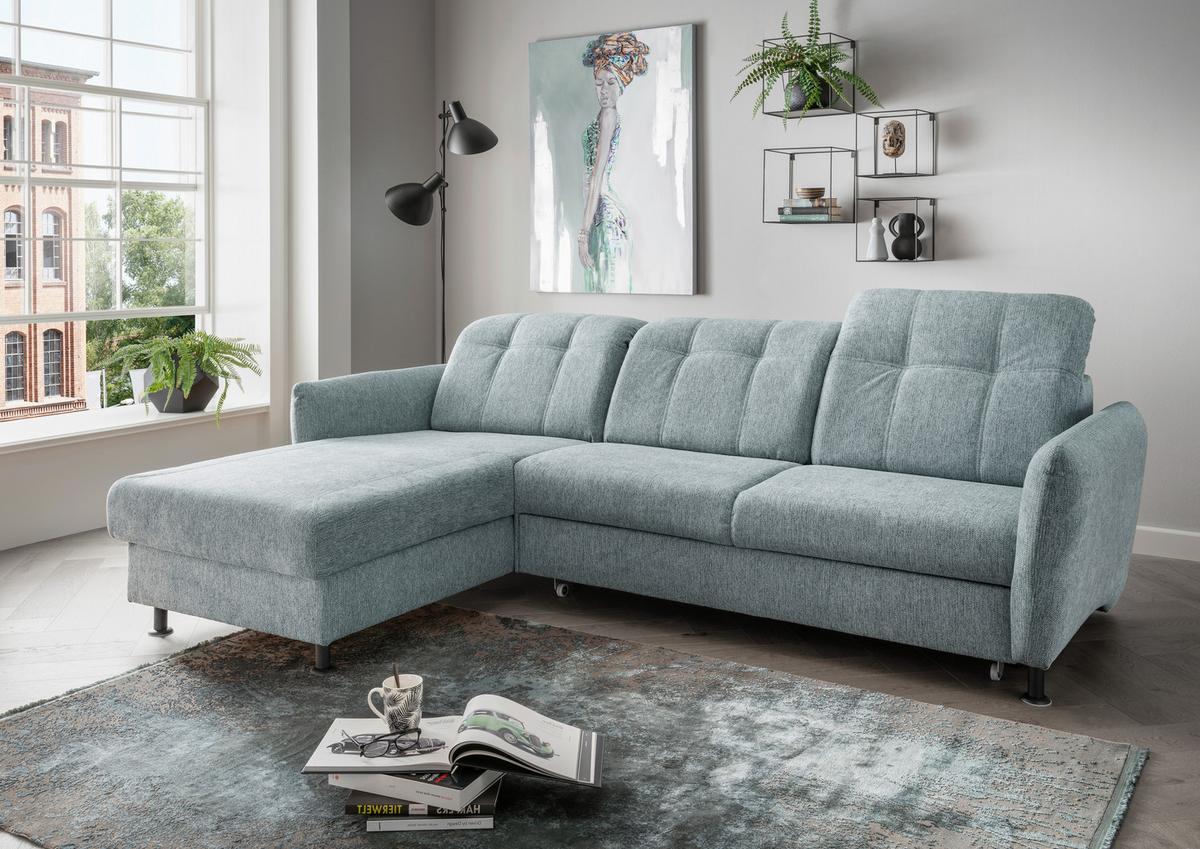 Ecksofa Minori Chenille Mintgrün, S: 184x267 cm - Schwarz/Mintgrün, MODERN, Textil (184/267cm) - Livetastic