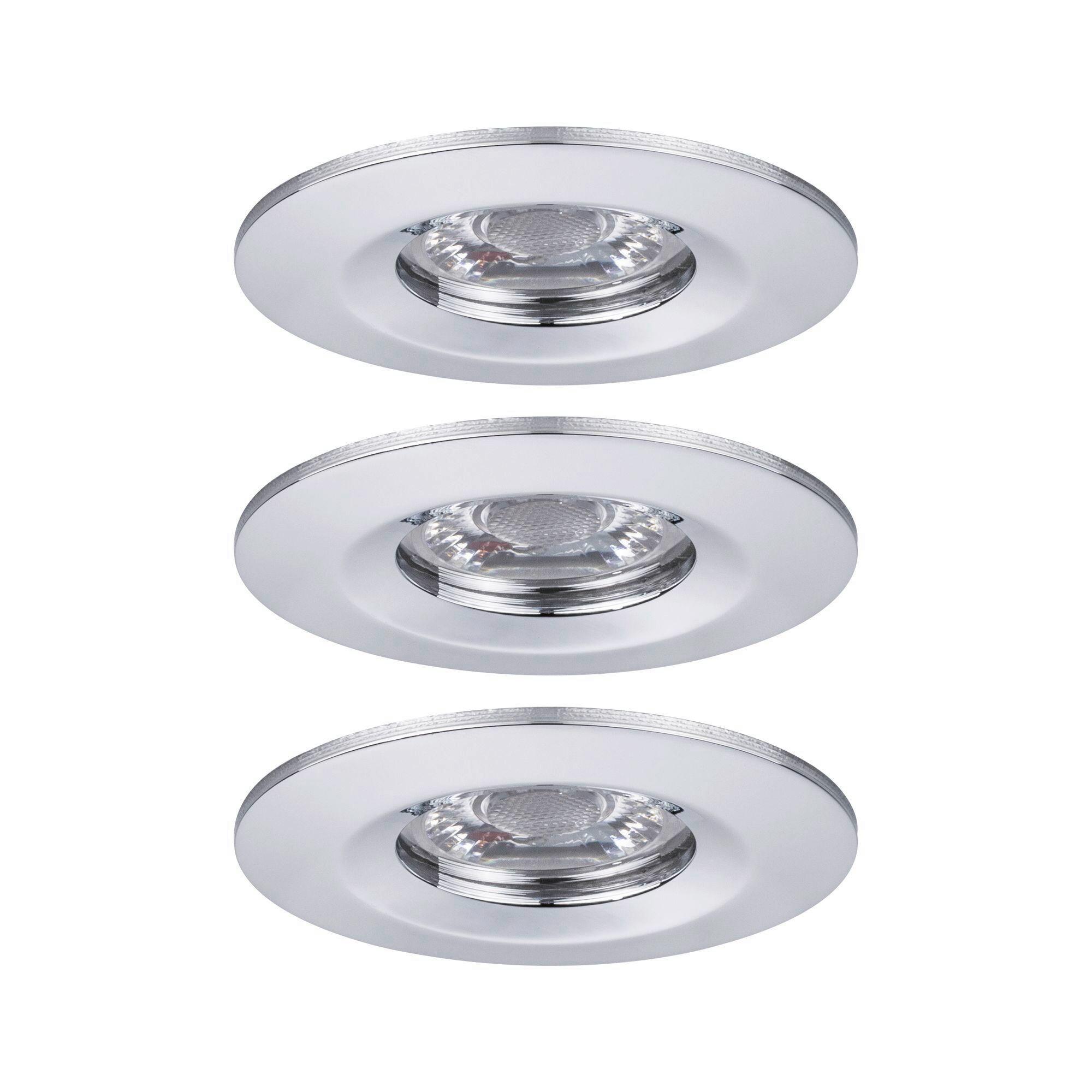 LED-Deckenleuchte Ø 6,5 cm 3er-Set Alufarben rund - Chromfarben/Alufarben, Basics, Metall (6,5cm) - Paulmann