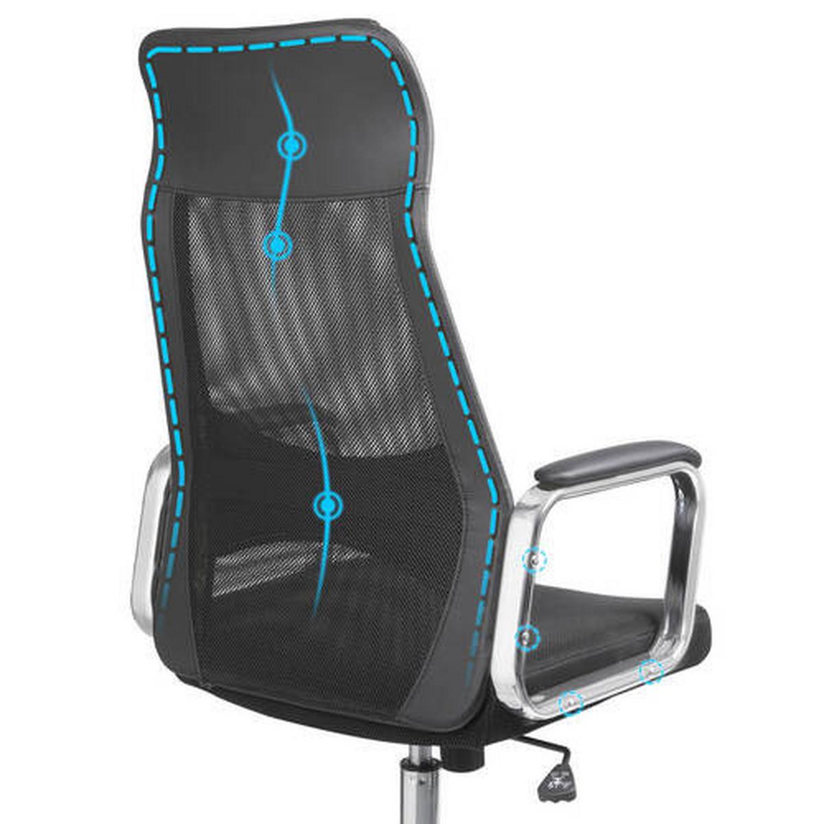 Drehstuhl Schwarz/chromfarben,bis 120 Kg - Chromfarben/Silberfarben, Basics, Kunststoff/Metall (60/113-123/53cm) - Boxxx