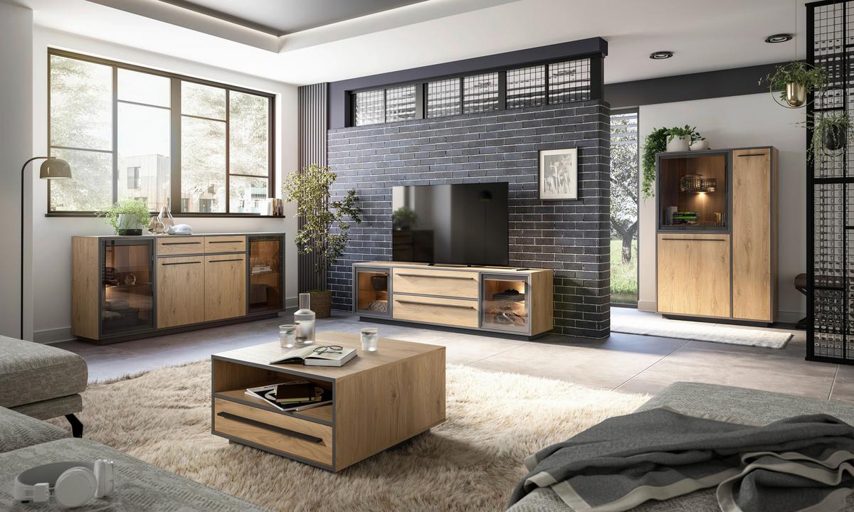 Couchtisch Nadiro B: 70 cm Wildeiche Dekor/Schwarz Matt - Eichefarben/Schwarz, Trend, Holzwerkstoff (70/39/70cm) - Livetastic