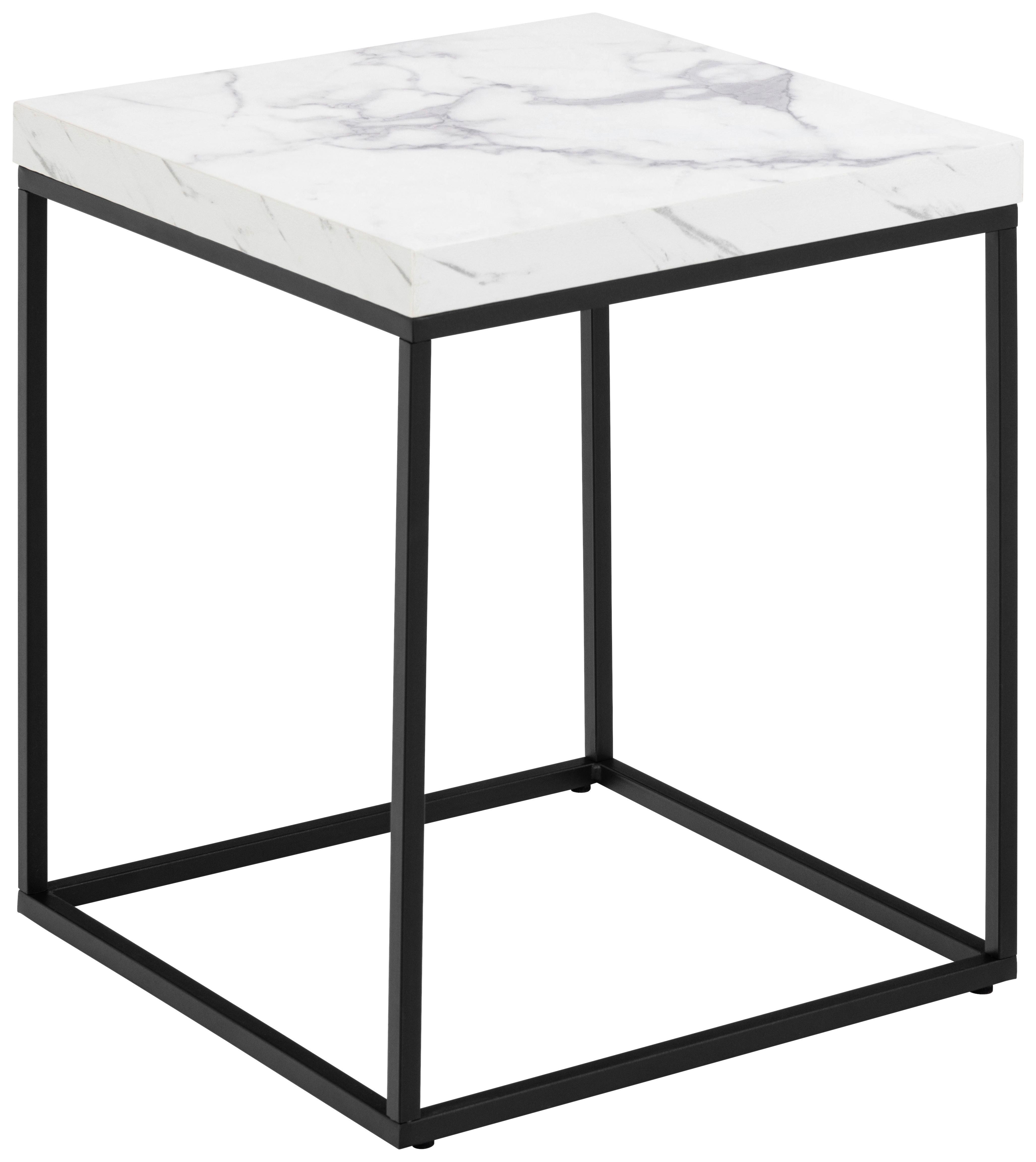 BEISTELLTISCH BAROSSA 0000102433 - Schwarz/Weiß, Design, Holzwerkstoff/Metall (40/40/45cm) - Livetastic