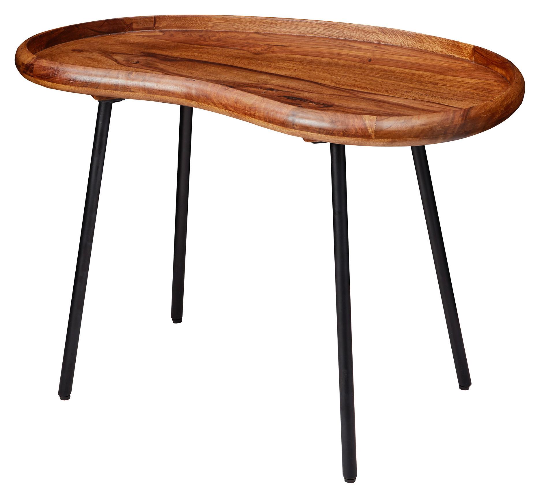 Couchtisch Holz Massiv/Metall Sheesham/Schwarz