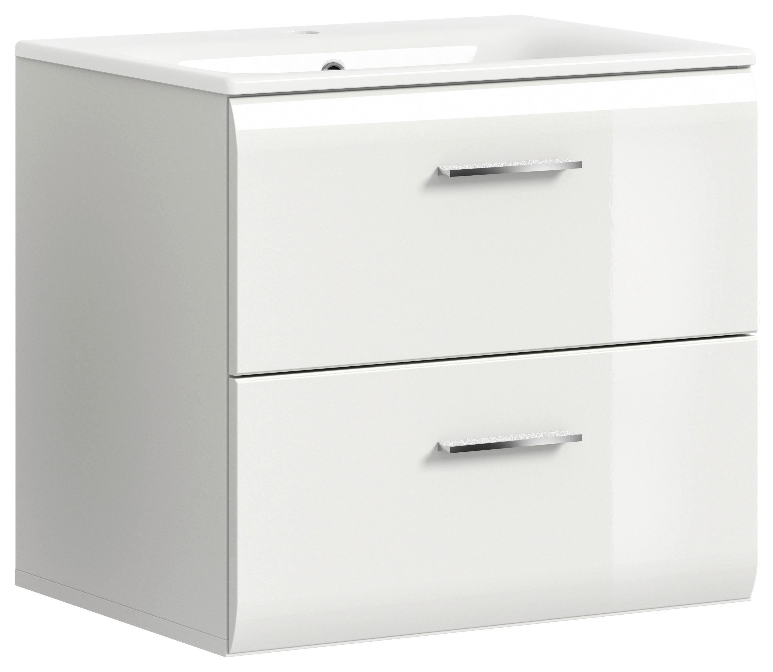 Waschtischkombi Ice Weiß Hg B: 60 Cm - Weiß Hochglanz/Weiß, MODERN, Keramik/Holzwerkstoff - MID.YOU