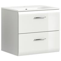 Waschtischkombi Ice Weiß Hg B: 60 Cm - Weiß Hochglanz/Weiß, MODERN, Keramik/Holzwerkstoff - MID.YOU