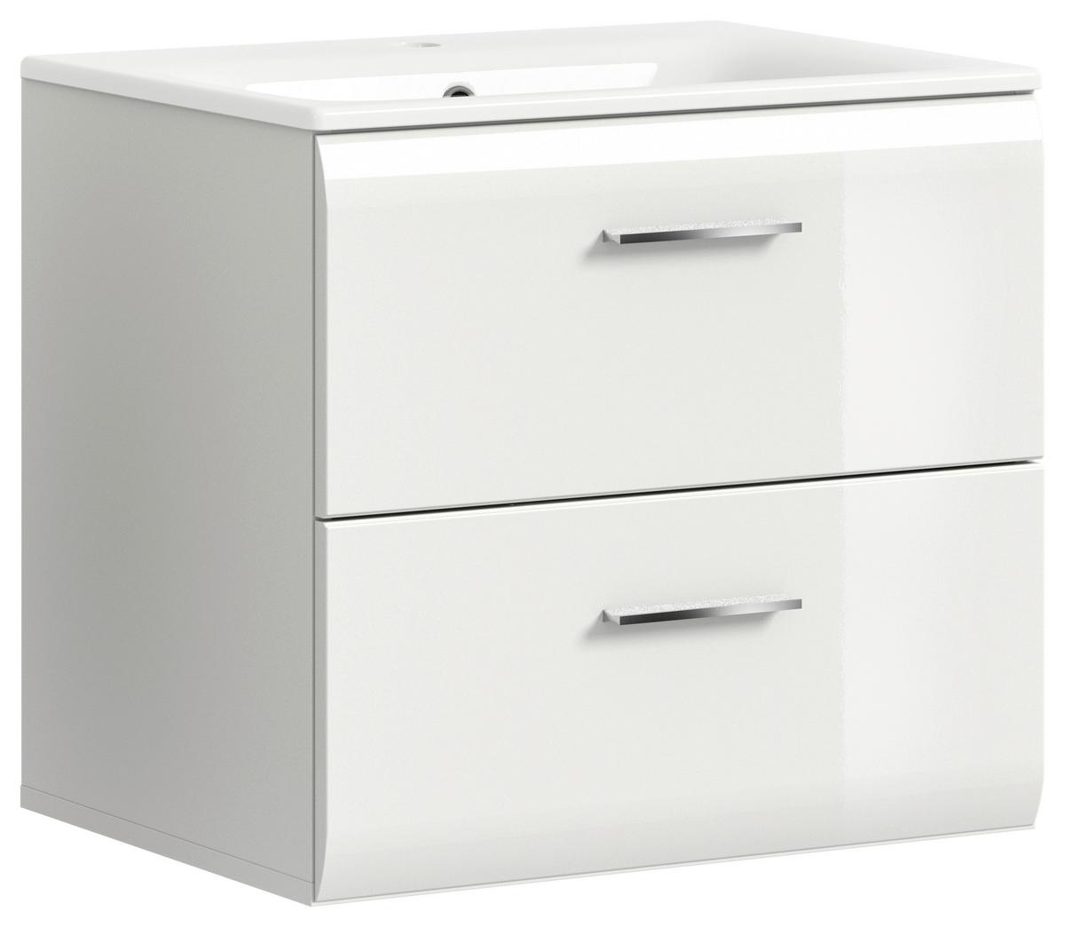 Waschtischkombi Ice Weiß Hg B: 60 Cm - Weiß Hochglanz/Weiß, MODERN, Keramik/Holzwerkstoff - MID.YOU