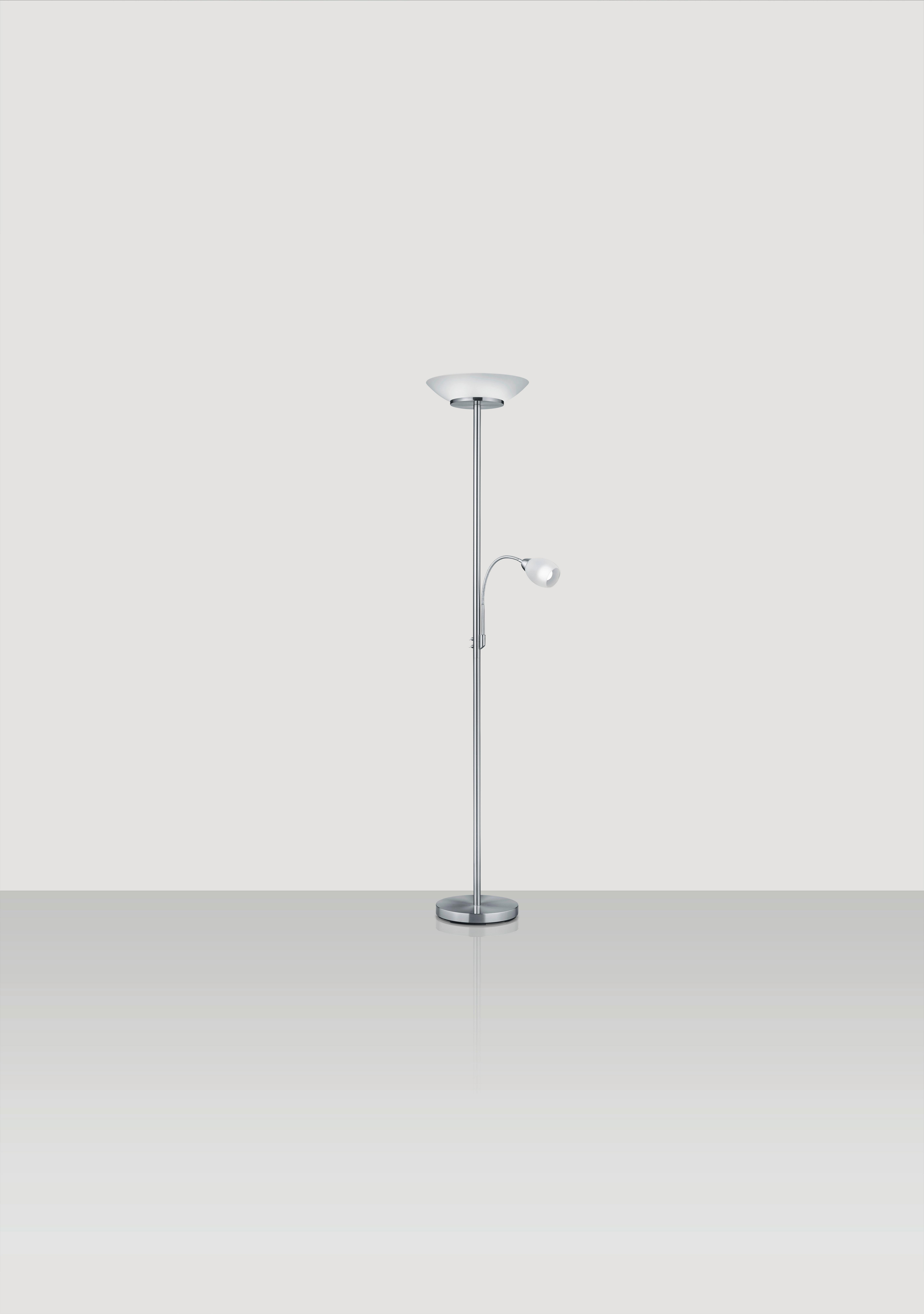 Stehleuchte R40063107 Gerry *sbn* - Weiß/Nickelfarben, Basics, Glas/Metall (34/180cm)