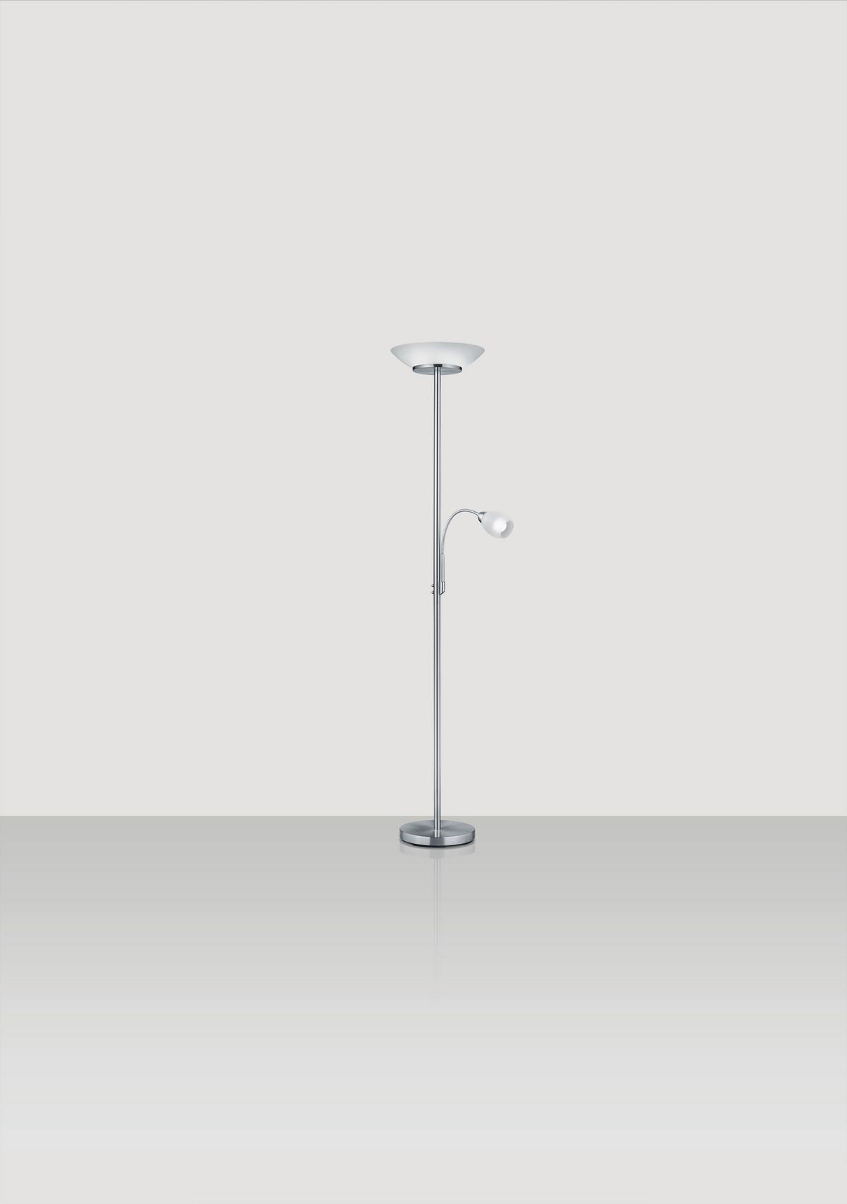 Stehleuchte R40063107 Gerry *sbn* - Weiß/Nickelfarben, Basics, Glas/Metall (34/180cm)