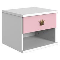Éjjeliszekrény Cindy 2 - rózsaszín/fehér, faalapú anyag (46/38/40cm)