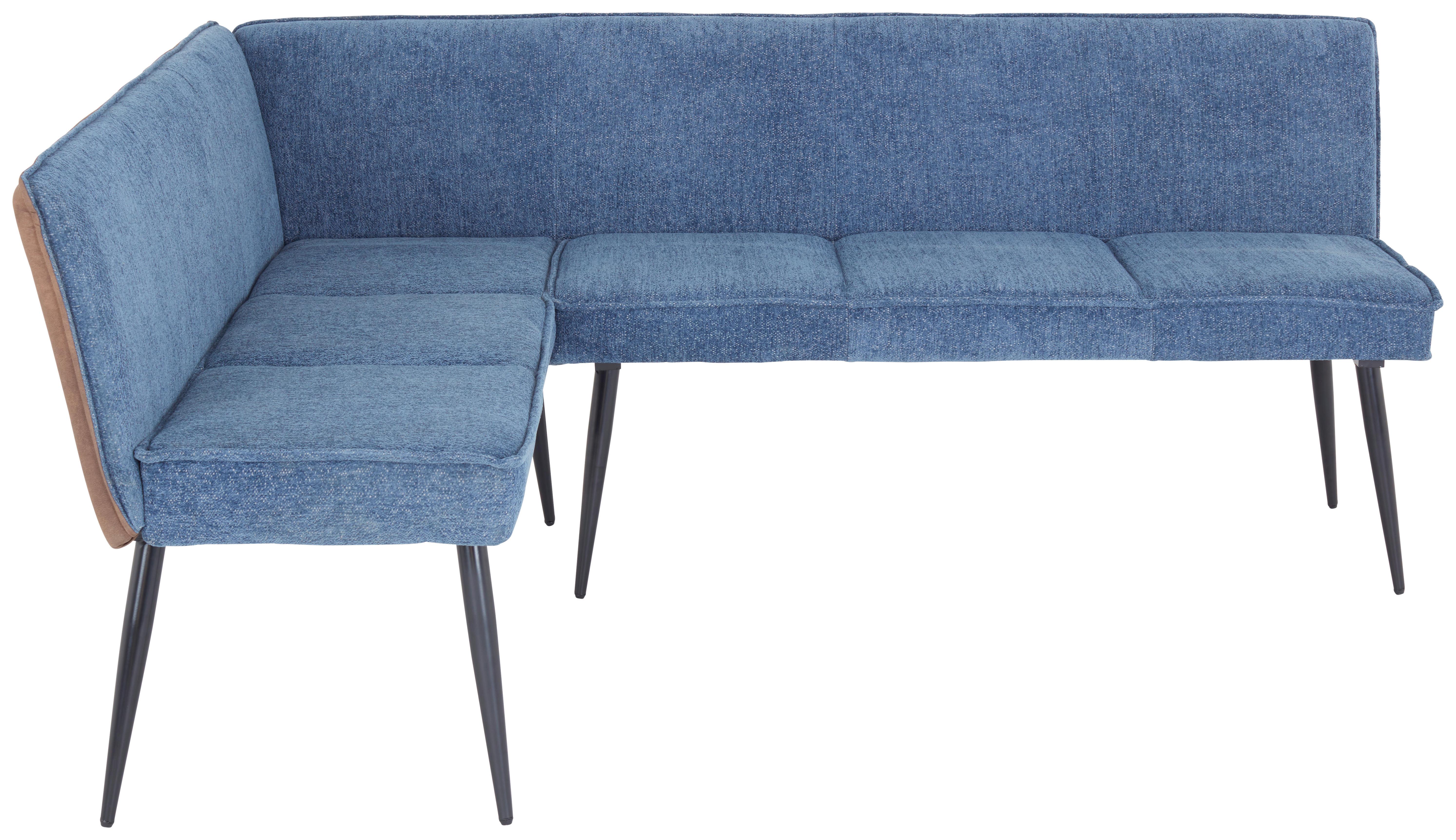 Eckbank Cory - Blau/Schwarz, MODERN, Textil/Metall (154/194cm) - MID.YOU