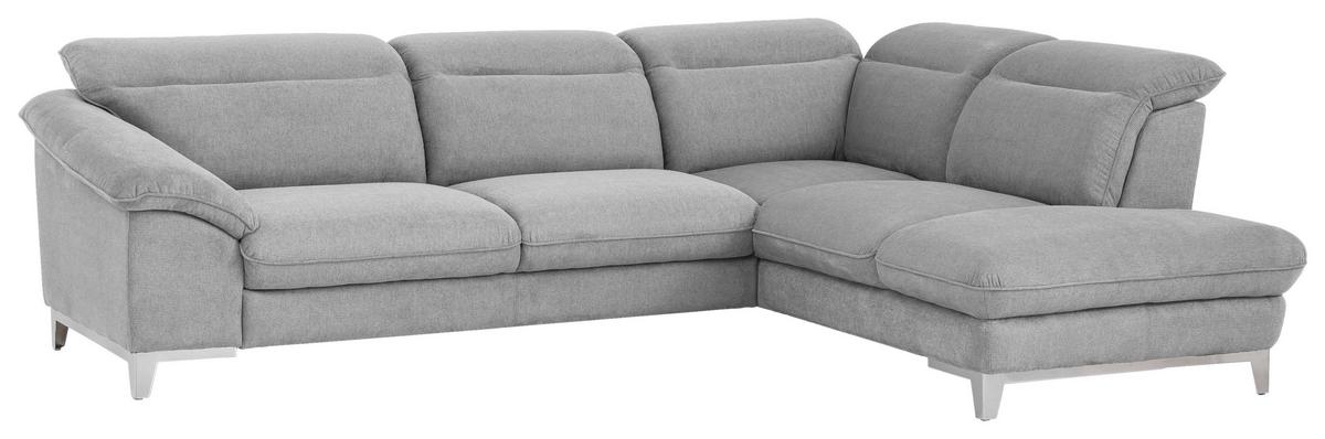 Ecksofa Mit Schlaffunktion Teresa Hellgrau - Chromfarben/Hellgrau, Design, Textil (293/232cm) - Livetastic