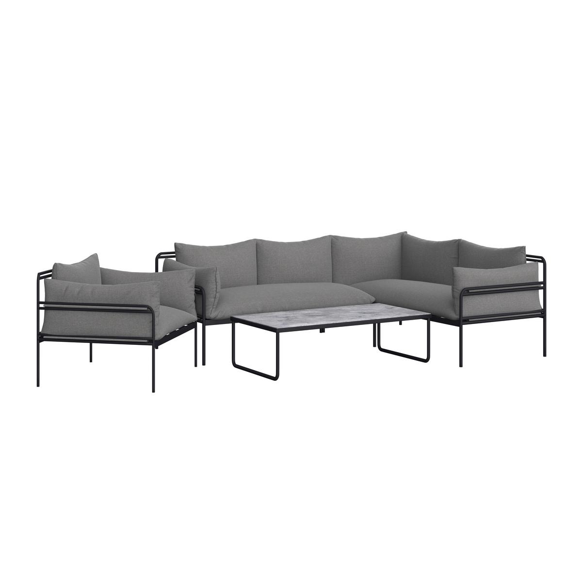 Záhradná sedacia súprava ANNY - sivá/antracitová, Modern, kov/textil (218/69/76cm) - Bessagi Garden