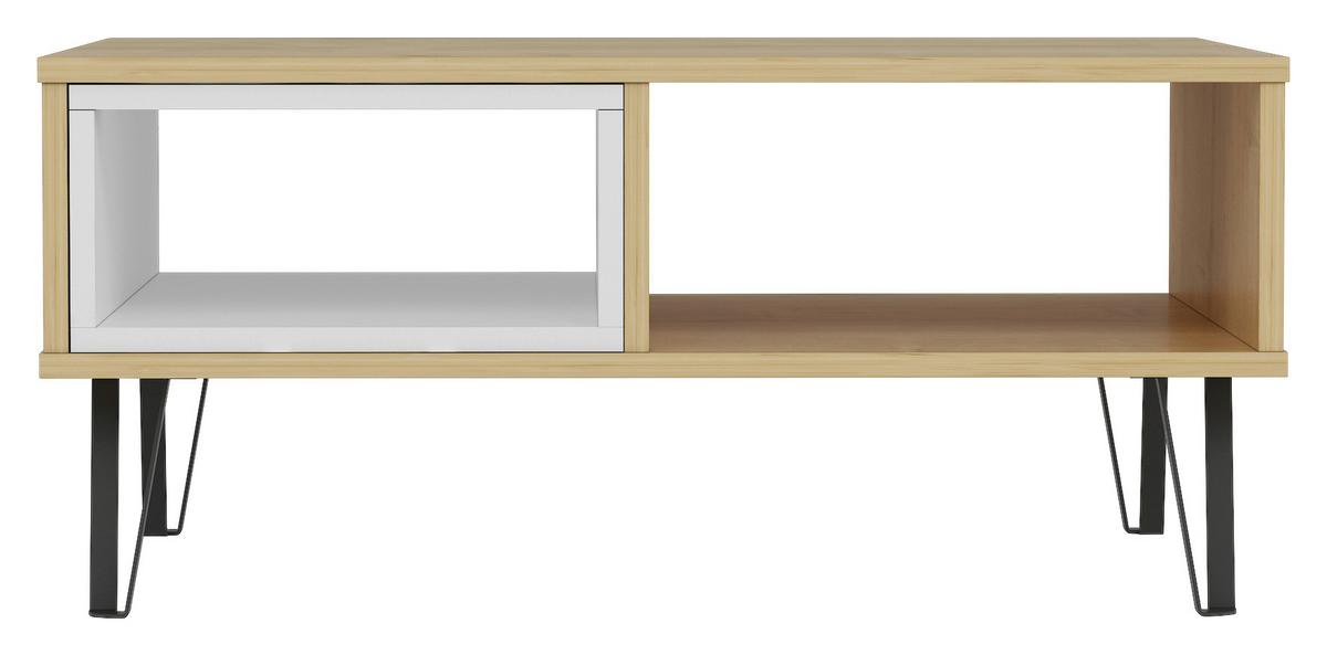 Couchtisch Mendoz Couchtisch - Eichefarben/Schwarz, Design, Holzwerkstoff/Metall (90/60/41,1cm) - Livetastic