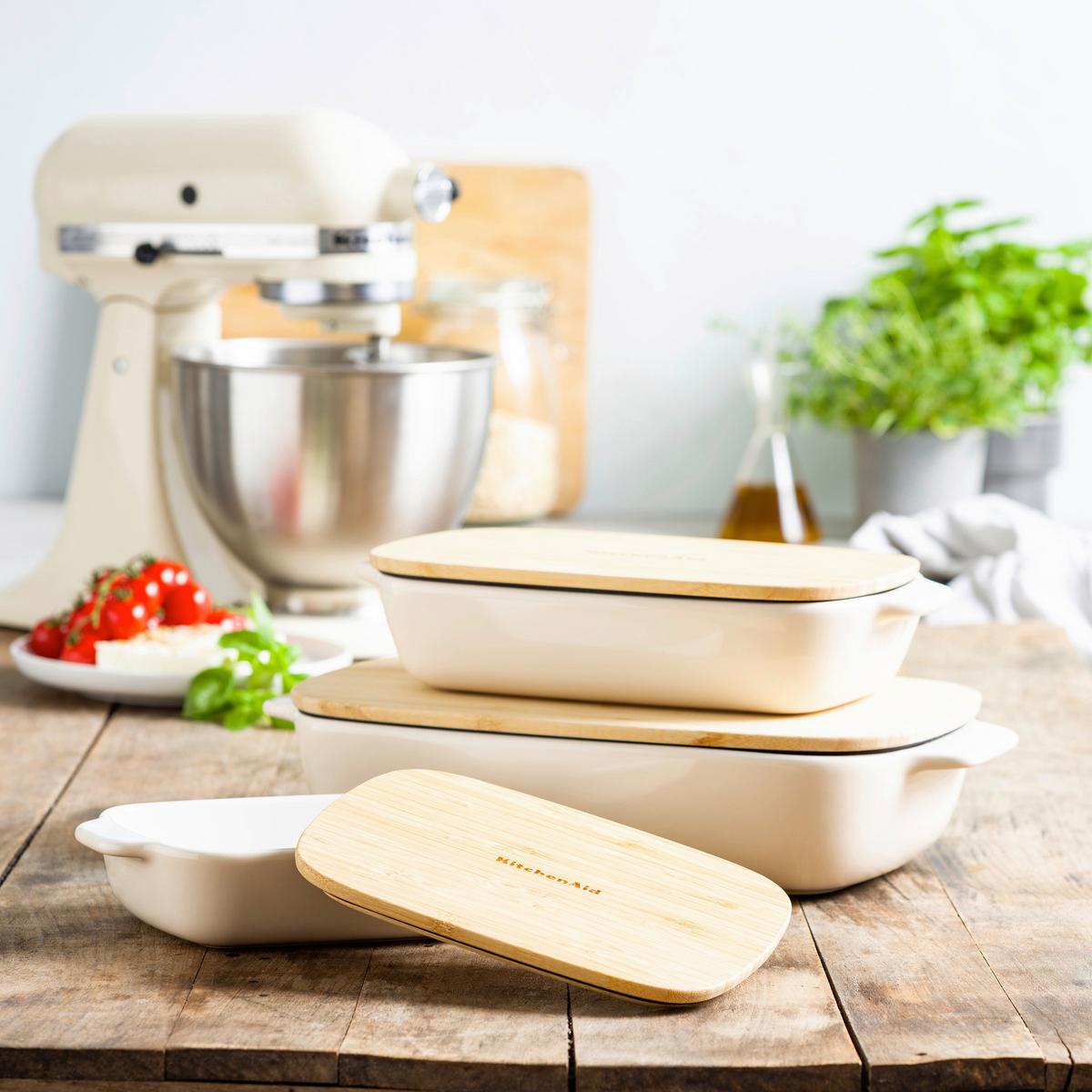 Auflaufform Stoneware Creme/weiß B: 15 Cm - Creme/Weiß, Basics, Naturmaterialien/Keramik (15cm) - Kitchenaid