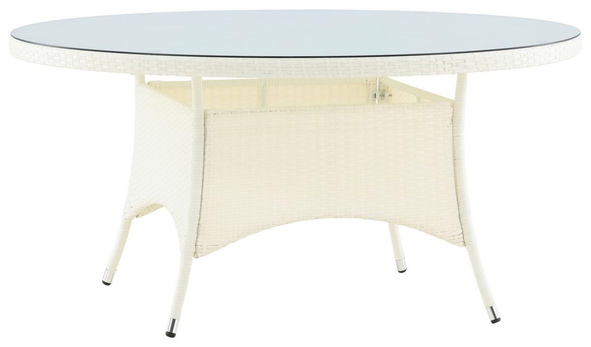 Gartentisch Volta - Weiß, KONVENTIONELL, Glas/Kunststoff (150/150/74cm) - Gardenson
