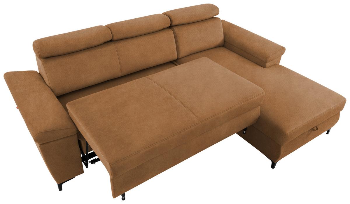 Eckschlafsofa Santi Bernsteinfarben S: 176/2578 cm - Bernsteinfarben/Schwarz, MODERN, Textil (258/176cm) - MID.YOU