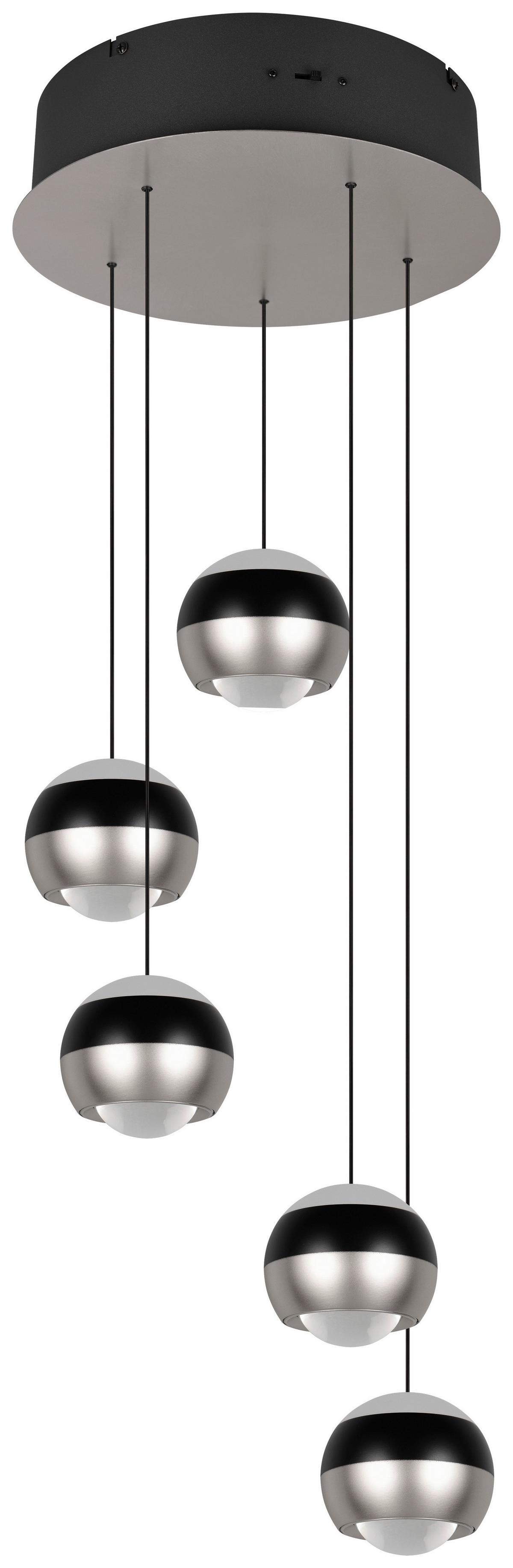 Led-hängeleuchte 344430507 Orbit - Schwarz/Nickelfarben, Design, Metall (30/150cm) - Trio Leuchten