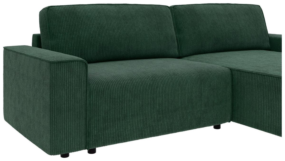 Ecksofa Chance Dunkelgrün S: 265x164 cm - Dunkelgrün/Schwarz, MODERN, Textil (265/164cm) - Trendmanufaktur