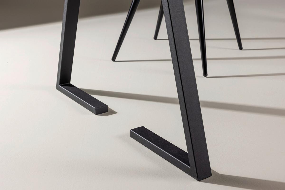 Esstisch Jakarta - Schwarz/Teakfarben, Design, Holz/Metall (200/90/75cm) - Livetastic