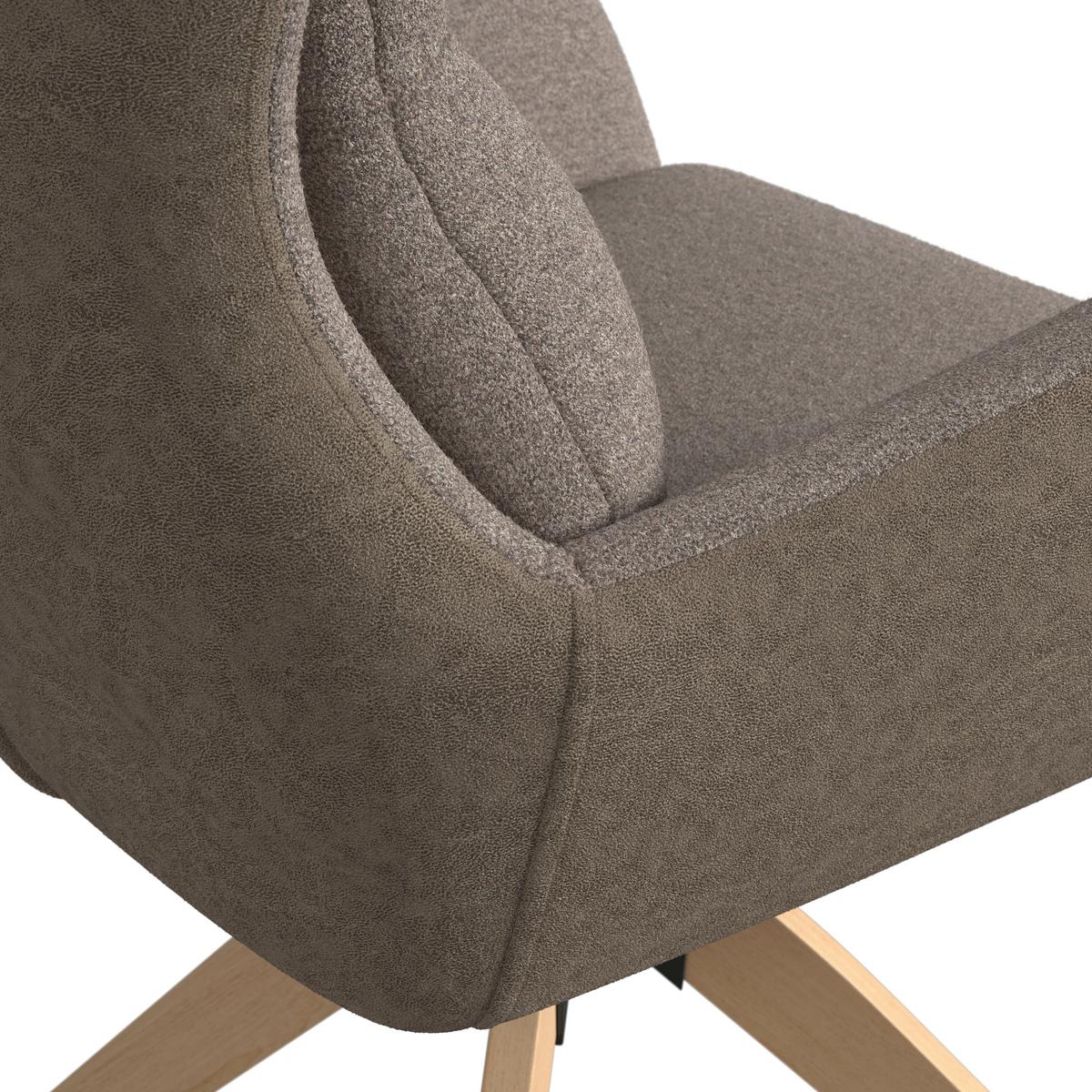 Židle s područkami Neelia, hnědá - přírodní barvy/hnědá, Moderní, kov/dřevo (71/60/94cm) - Bessagi Home