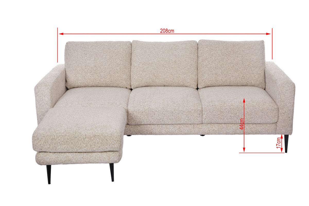 Háromüléses Kanapé Parma - krémszínű, Basics, textil/fa (208/83/151cm) - Livetastic