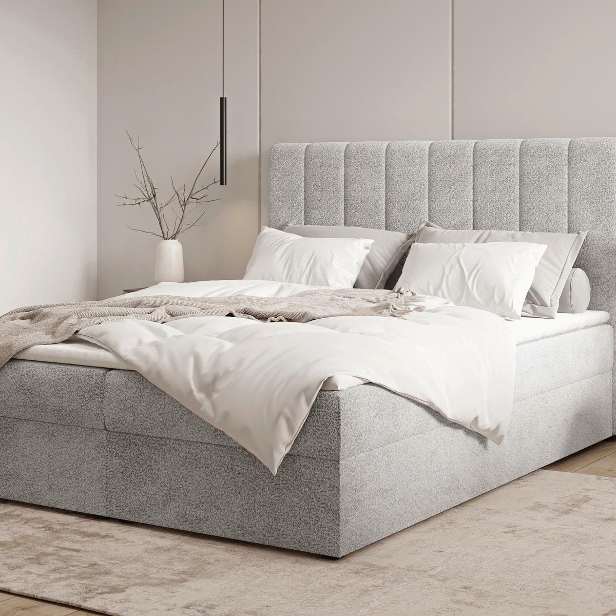 Boxbett Paris Lf: 140x200 Grau - Schwarz/Grau, MODERN, Holz/Kunststoff (140/200cm) - MID.YOU