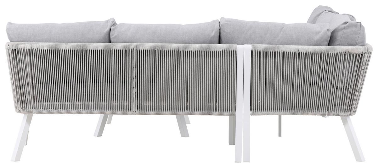 Loungegarnitur Virya - Weiß/Grau, KONVENTIONELL, Textil/Metall - Gardenson