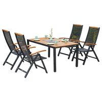 GARTENGARNITUR TILOS SET 5TLG. - Graphitfarben/Naturfarben, MODERN, Holz/Metall - Gardenson
