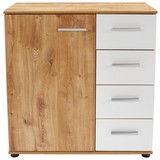 Kommode Katrin B:81cm Alpinweiß/ Balkeneiche Dekor - Eichefarben/Weiß, KONVENTIONELL, Holzwerkstoff (81/83/41cm)