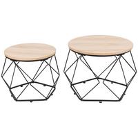 Couchtisch-Set Schwarz/Eichefarben B: 50cm - Eichefarben/Schwarz, Design, Holzwerkstoff/Metall (50-40/50-40/40-36cm) - MID.YOU