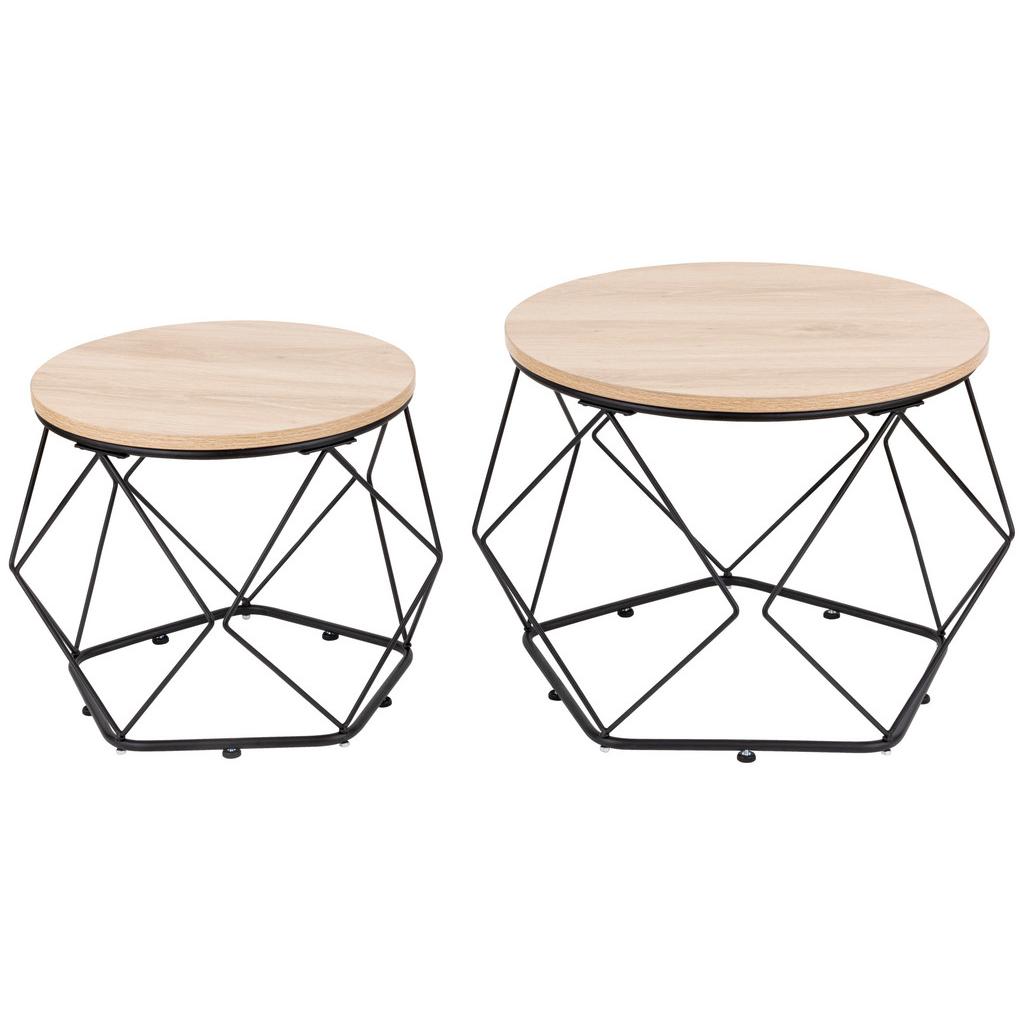 Couchtisch-Set Schwarz/Eichefarben B: 50cm