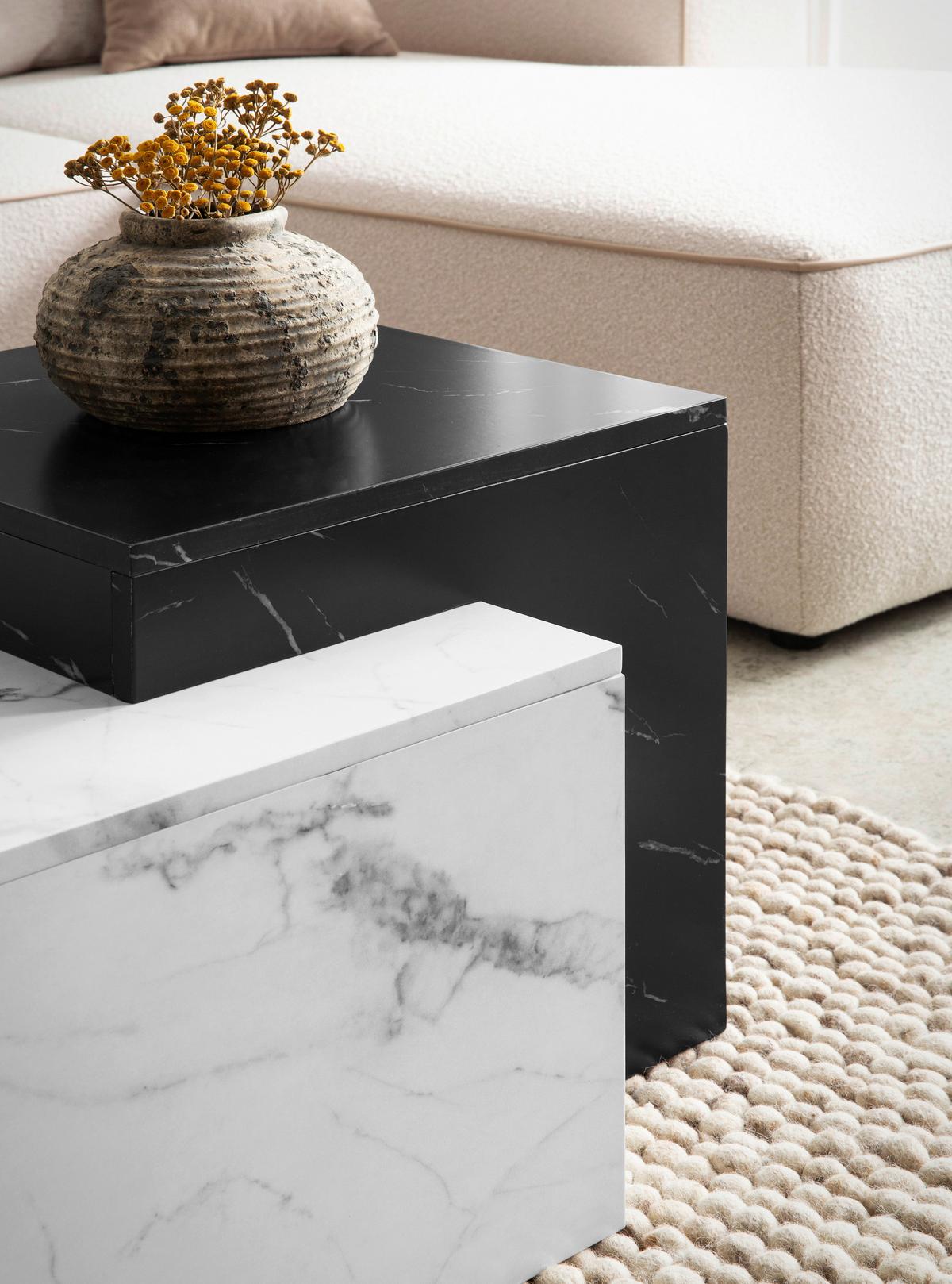 Couchtisch Schwarz, Weiß L: 120 Cm - Schwarz/Weiß, Design, Holzwerkstoff (120/60/40cm) - Livetastic