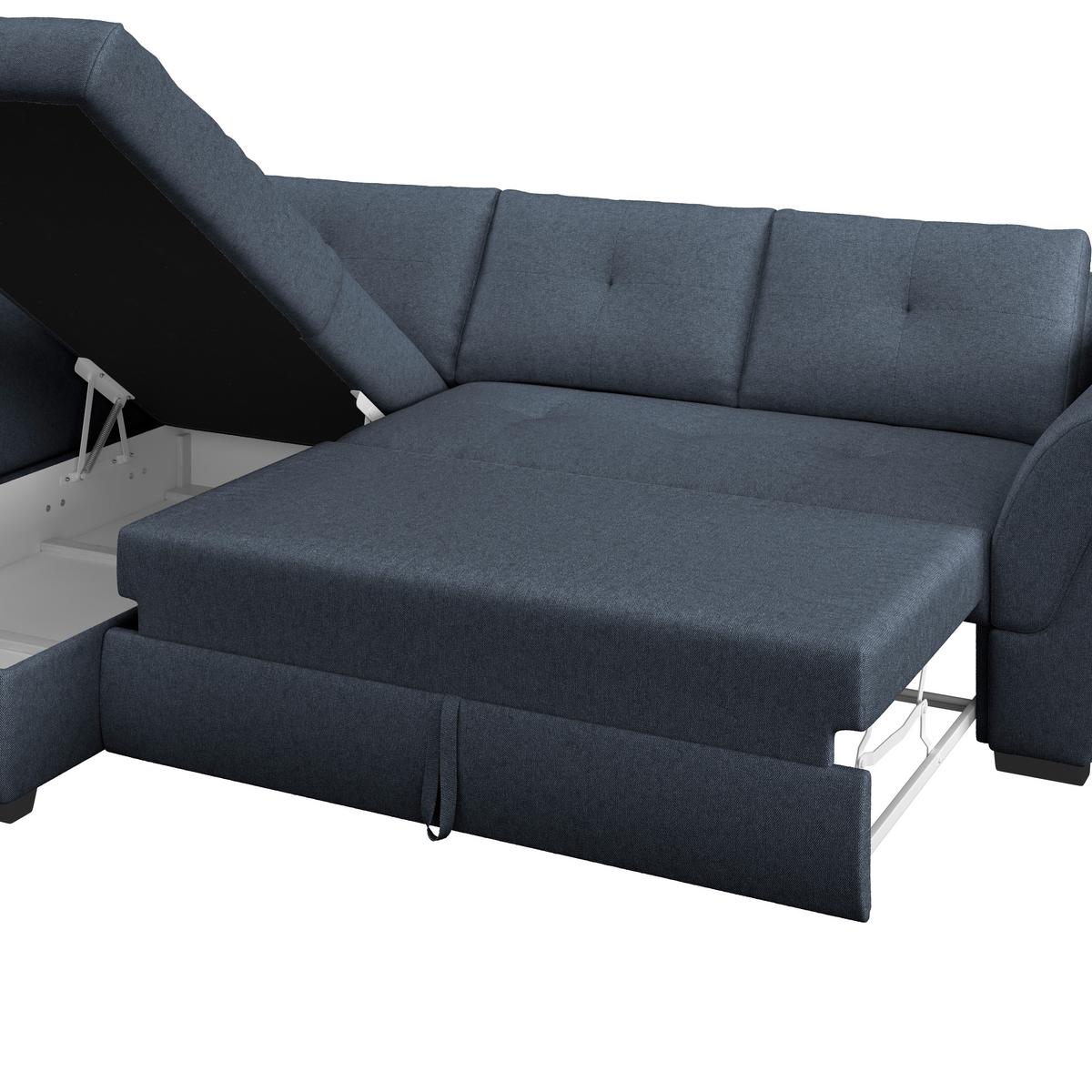 Ecksofa Berisso - Schwarz/Dunkelblau, Design, Textil (187/278cm) - Ondega