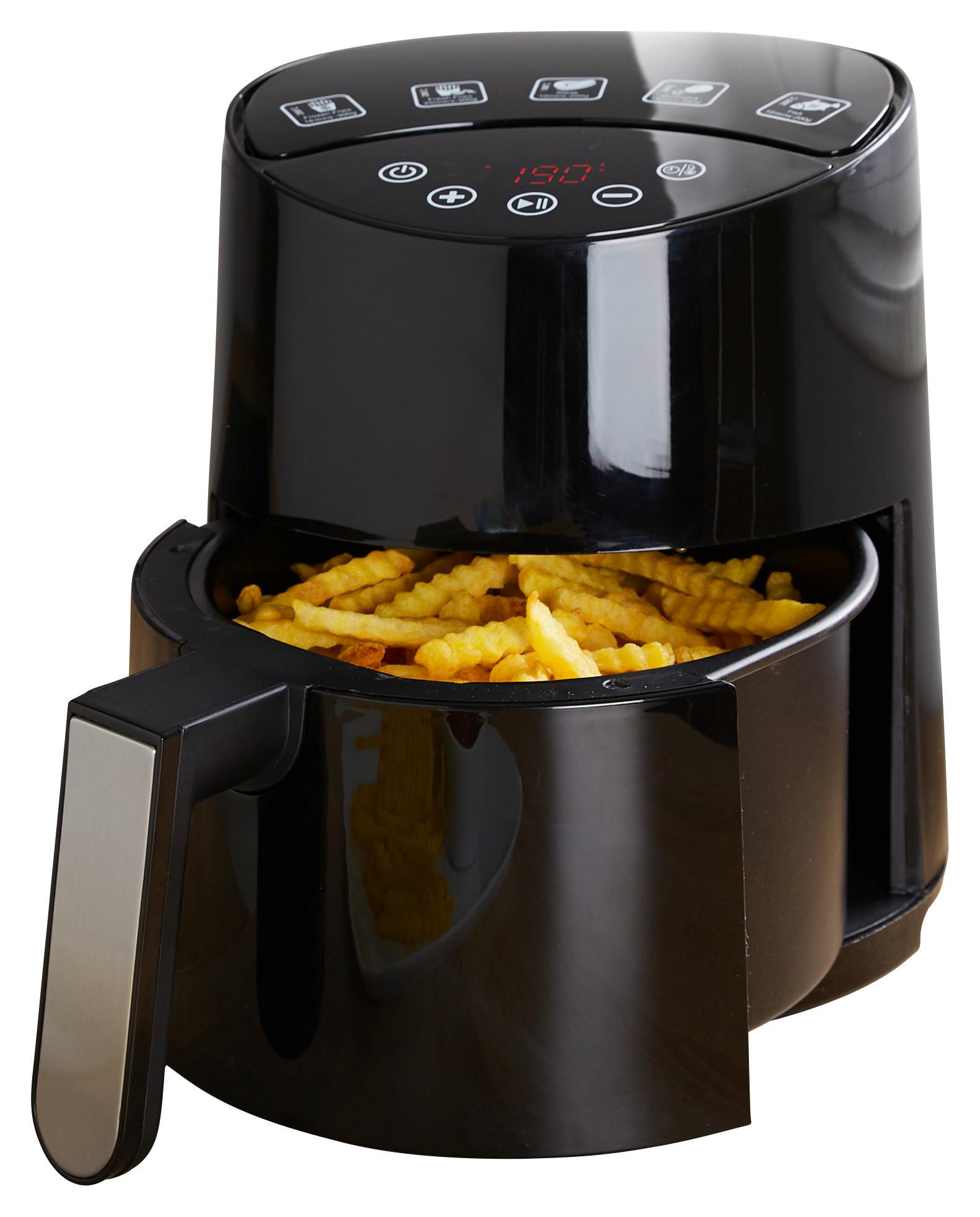 Heißluftfritteuse Moritz 3,5 L Schwarz mit Frittierkorb - Edelstahlfarben/Schwarz, MODERN, Kunststoff/Metall (24,5/30,3/28,7cm) - Bono