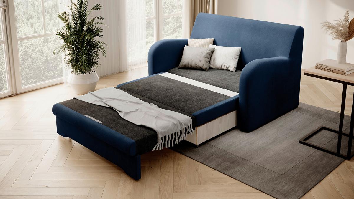 Schlafsofa Ario Blau B: 244 Cm - Blau/Schwarz, Design, Textil (244/97/97cm) - MID.YOU