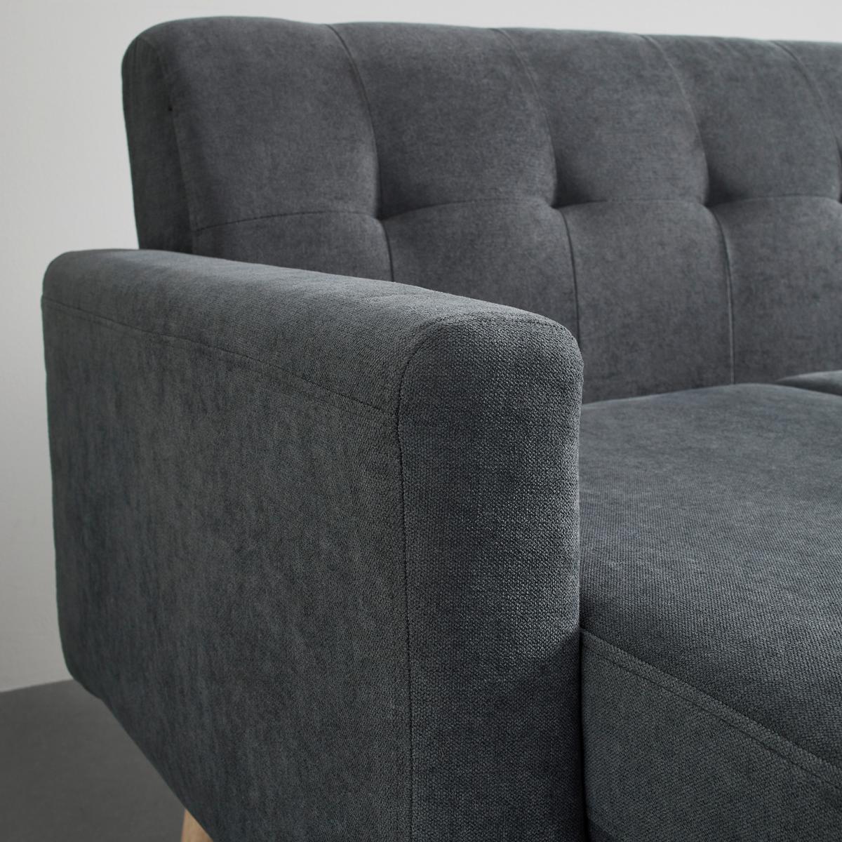 Sedací souprava TAMARA tmavěšedá - tmavě šedá/přírodní barvy, Moderní, dřevo/textil (198/83/143cm) - Bessagi Home
