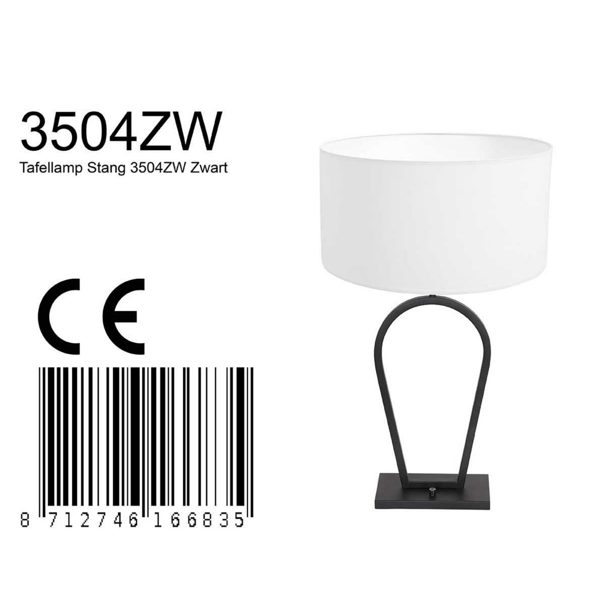 Tischleuchte Stang - Schwarz/Weiß, Trend, Textil/Metall (13/72/24cm)