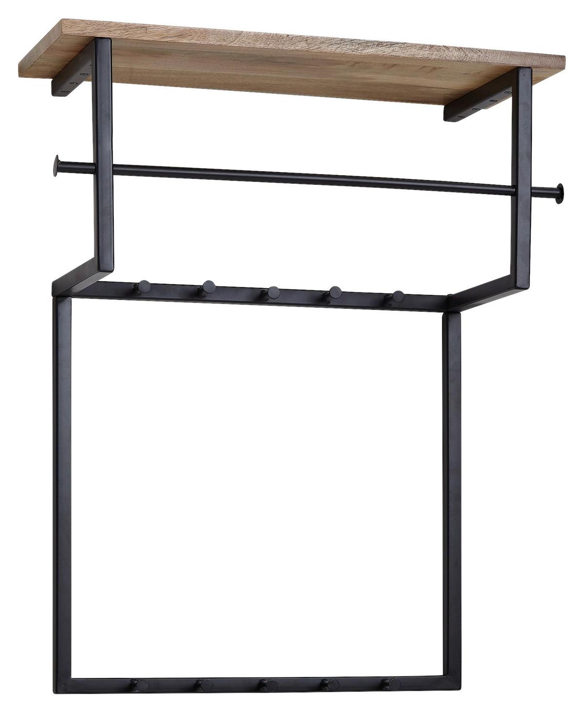 Nástenný vešiak WOHNLING š: 60cm - čierna, Modern, kov/drevo (60/76/26cm) - MID.YOU