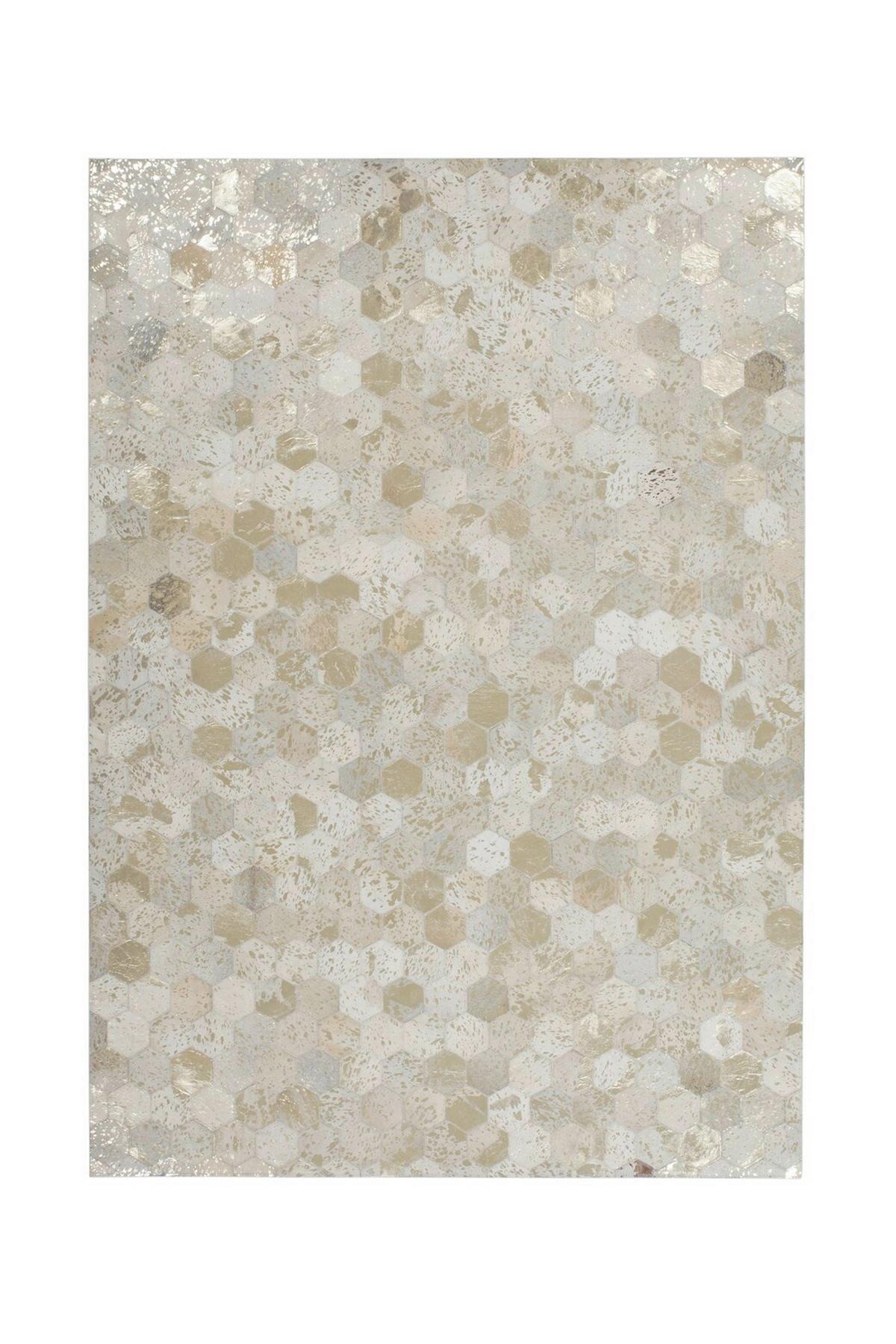 Webteppich, 80x150 cm Spark 210 Elfenbein / Gold - Goldfarben/Creme, Basics, Leder (80/150cm) - Novel