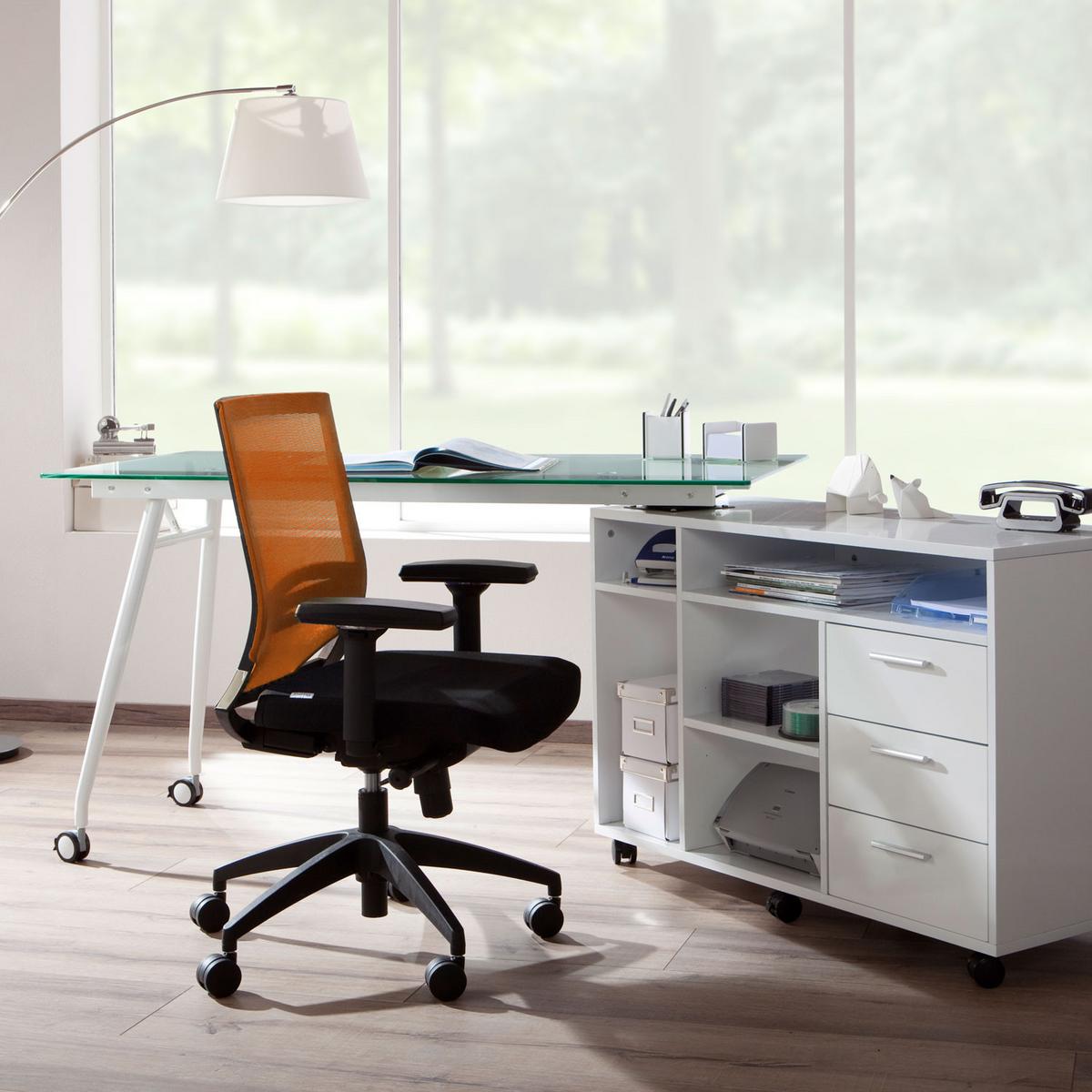 Drehstuhl Porto Base Orange/schwarz - Schwarz/Orange, MODERN, Kunststoff/Textil (59/108/44cm) - MID.YOU