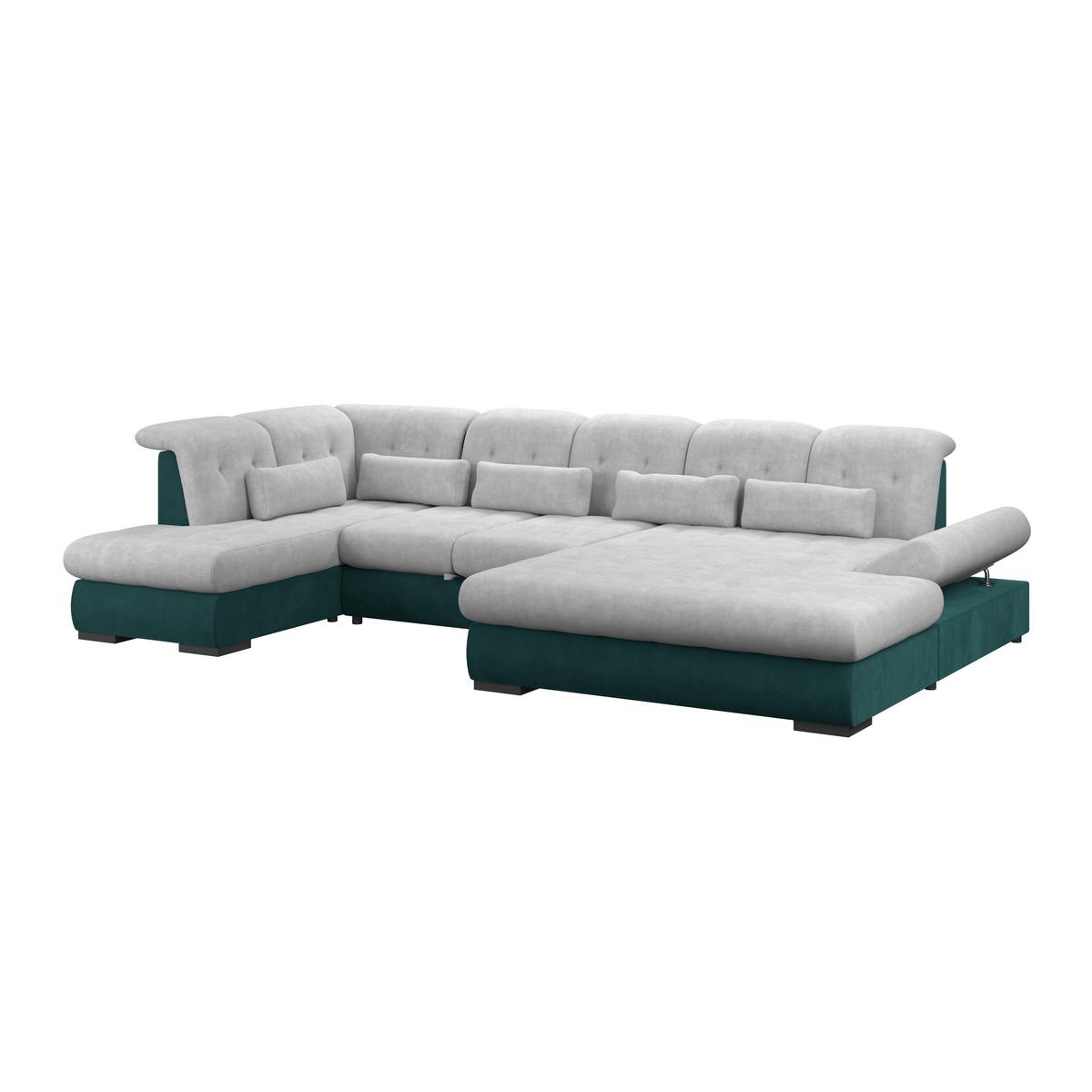 Wohnlandschaft Madera Silberfarben S: 212x358 cm - Türkis/Silberfarben, KONVENTIONELL, Kunststoff/Textil (212/358/190cm)