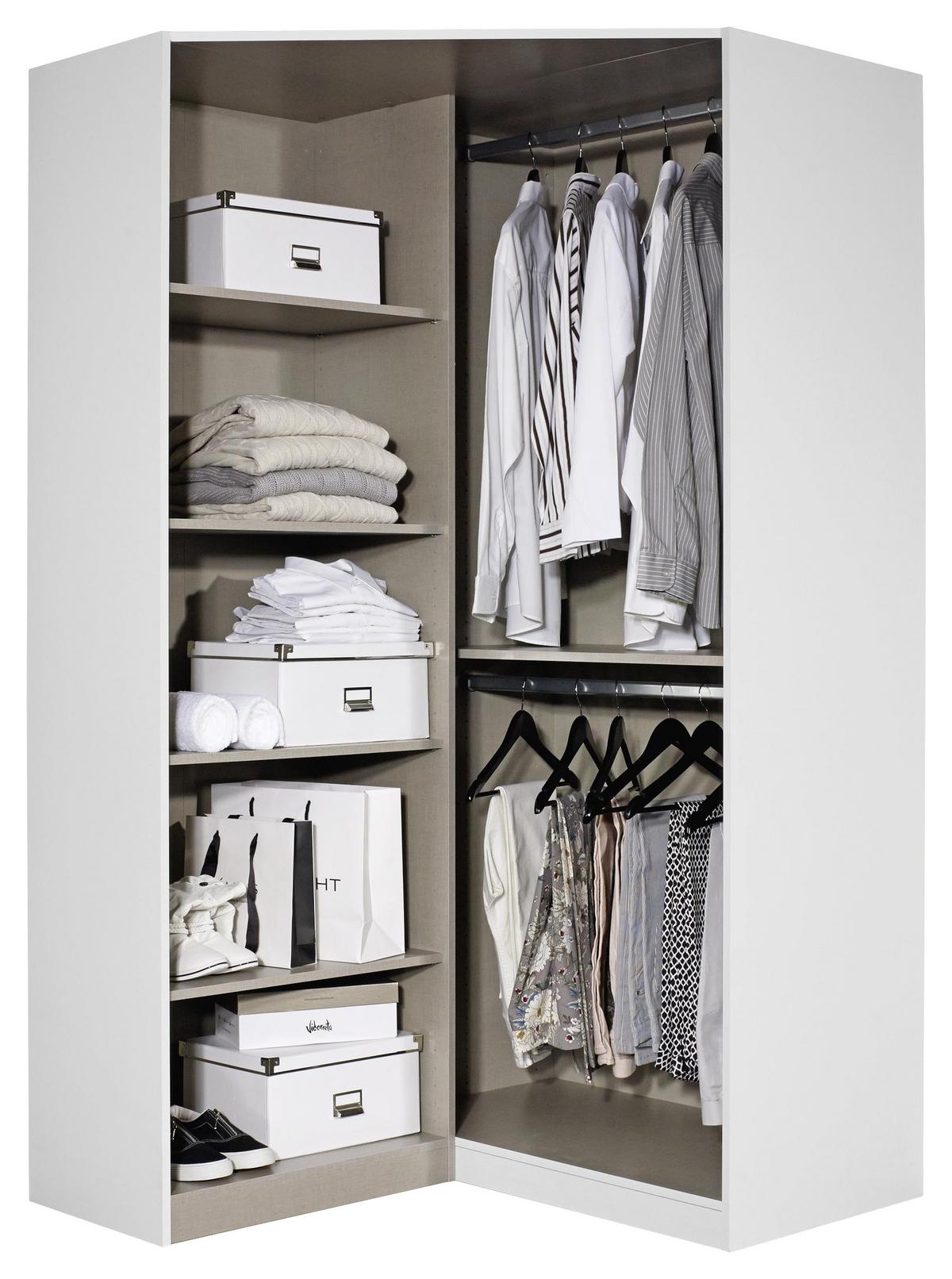 Eckschrank Mit Spiegel 117cm Freising, Weiß - Klar/Weiß, MODERN, Holzwerkstoff (117/197/104cm) - Rauch Möbel