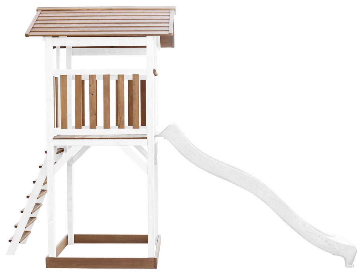 Spielturm A025.120.91 - Braun/Weiß, KONVENTIONELL, Holz/Kunststoff (111,2/241,9/349cm) - Ambia Garden