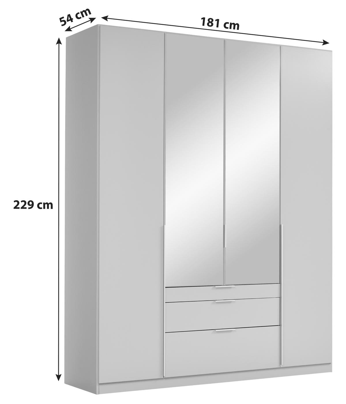 Drehtürenschrank 181cm Alabama, Grau - Silberfarben/Grau, MODERN, Holzwerkstoff (181/229/54cm) - Rauch Möbel