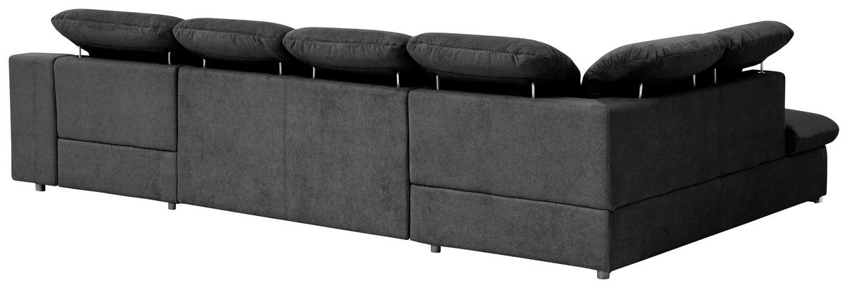 Wohnlandschaft Isona Schwarz Chenille - Chromfarben/Schwarz, Design, Textil (212/353/165cm) - Livetastic
