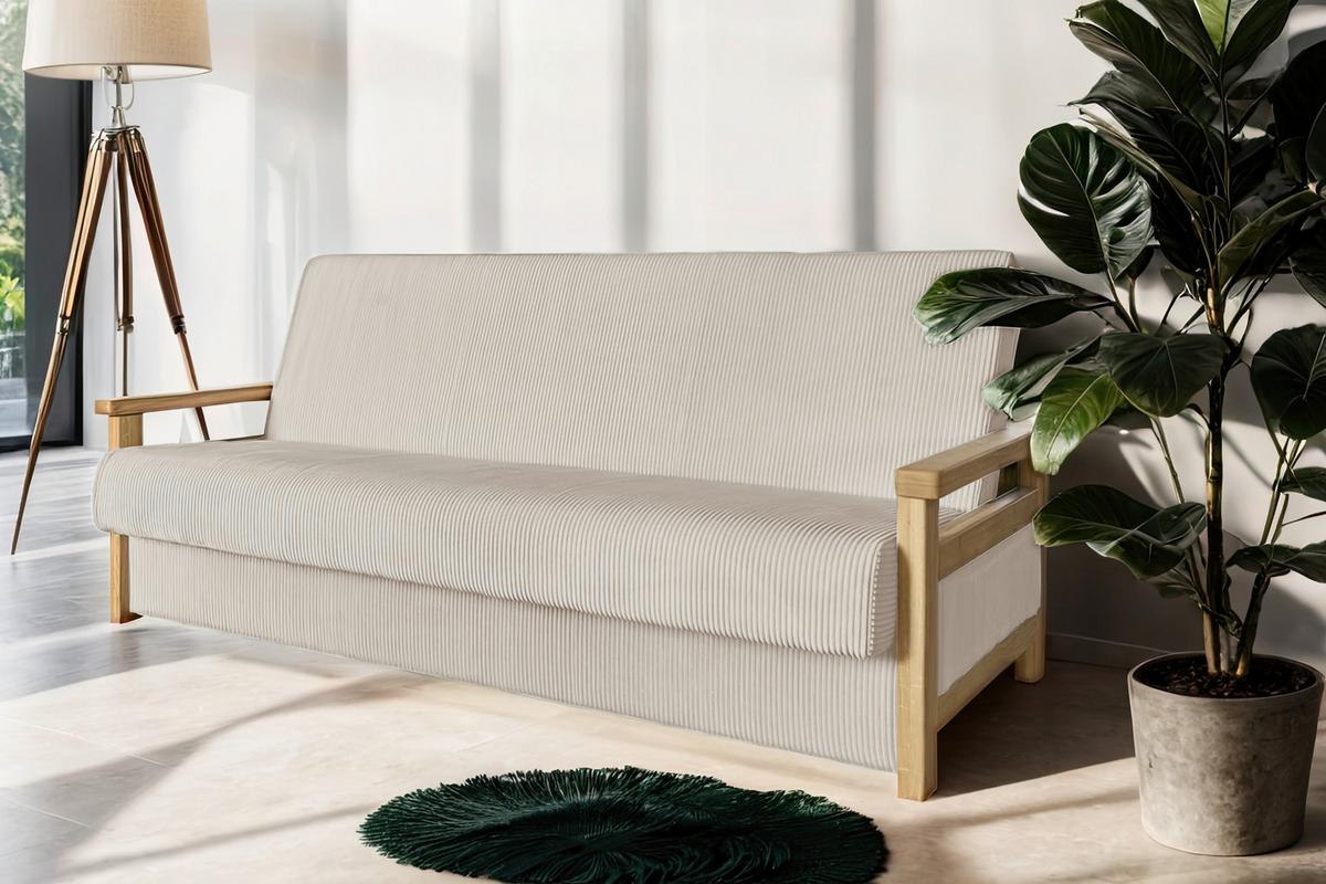 Schlafsofa Malaga Creme B: 220 cm - Creme/Naturfarben, Design, Holz/Textil (220/90/90cm) - P & B