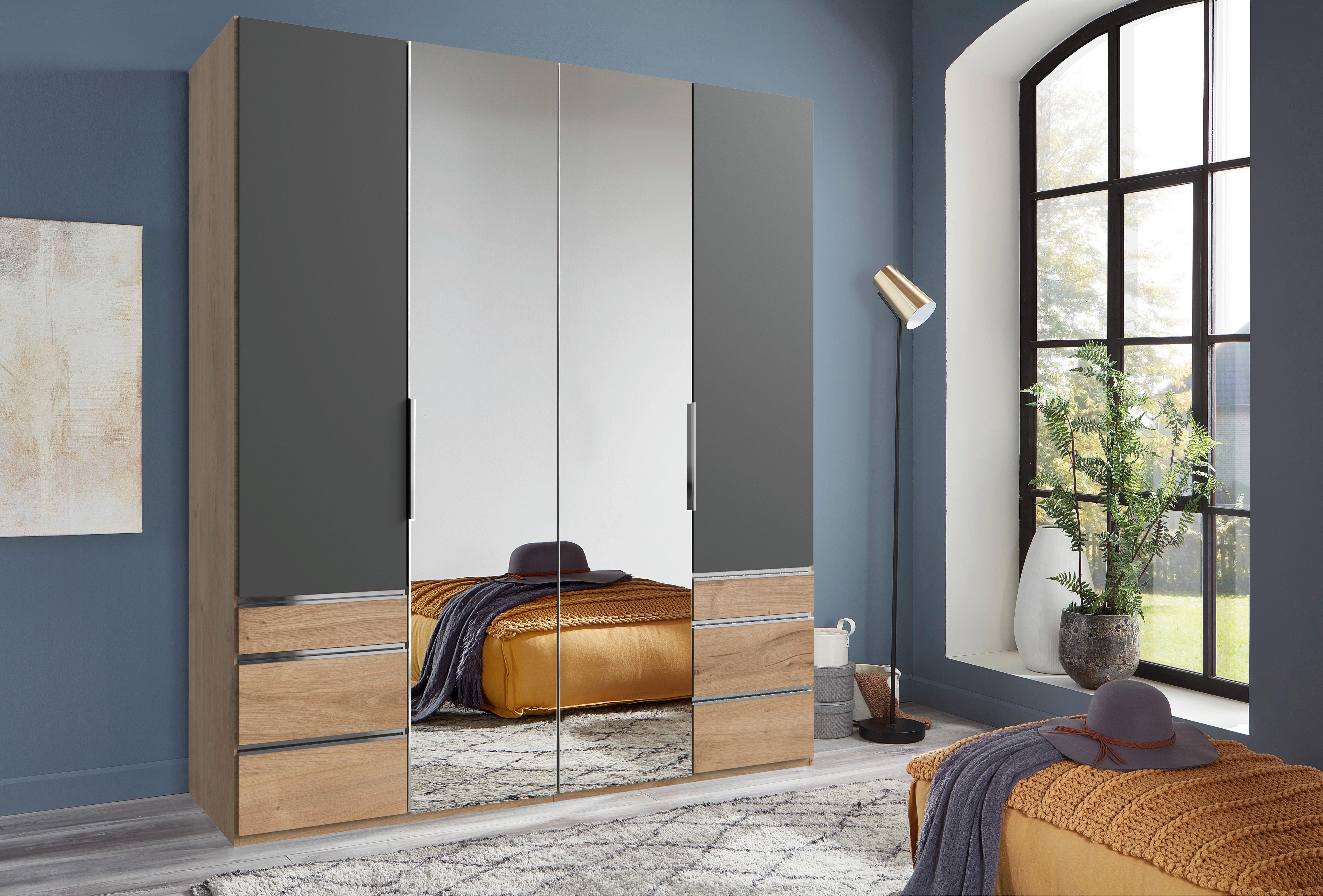 Drehtürenschrank 200cm Level, Graphit/eiche Dekor - Eichefarben/Graphitfarben, MODERN, Holzwerkstoff (200/236/58cm) - MID.YOU