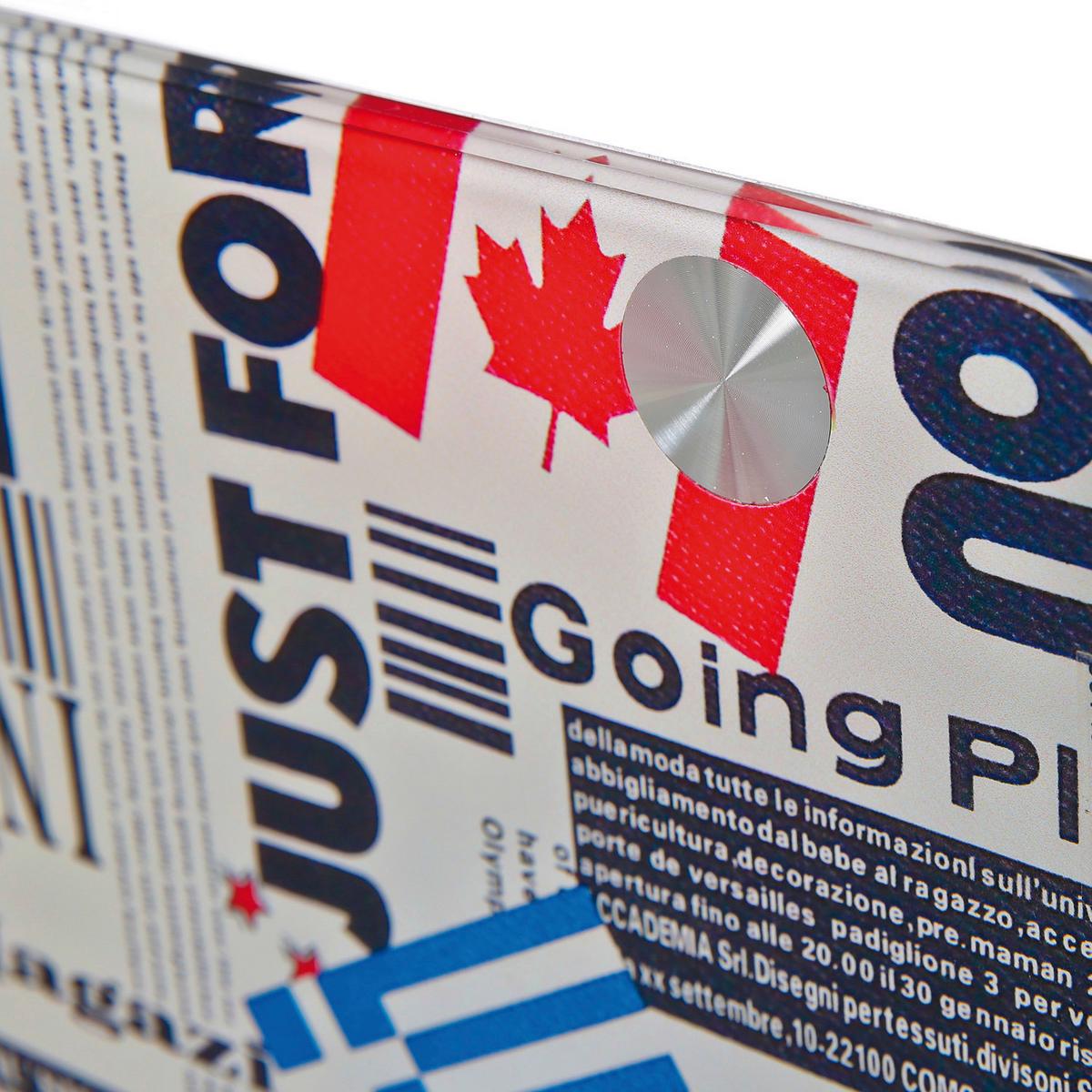 Couchtisch mit Ablagefach + Rollen Flagcube, Weiß/Mix - Blau/Rot, Basics, Glas/Holzwerkstoff (38/33,50/46cm) - MID.YOU