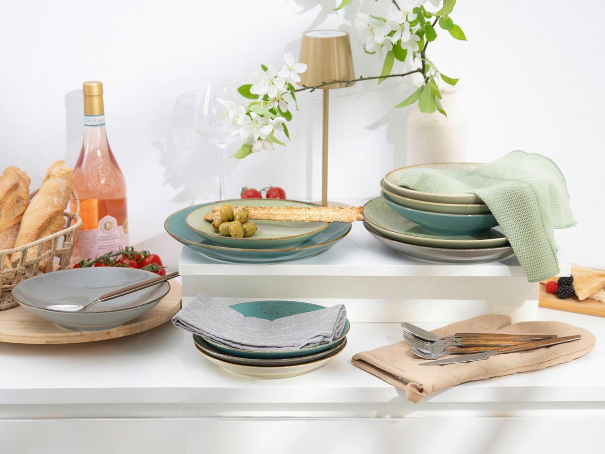 Kombiservice Porzellan 4 Personen Geschirr Set - Multicolor/Grün, Basics, Keramik - Creatable