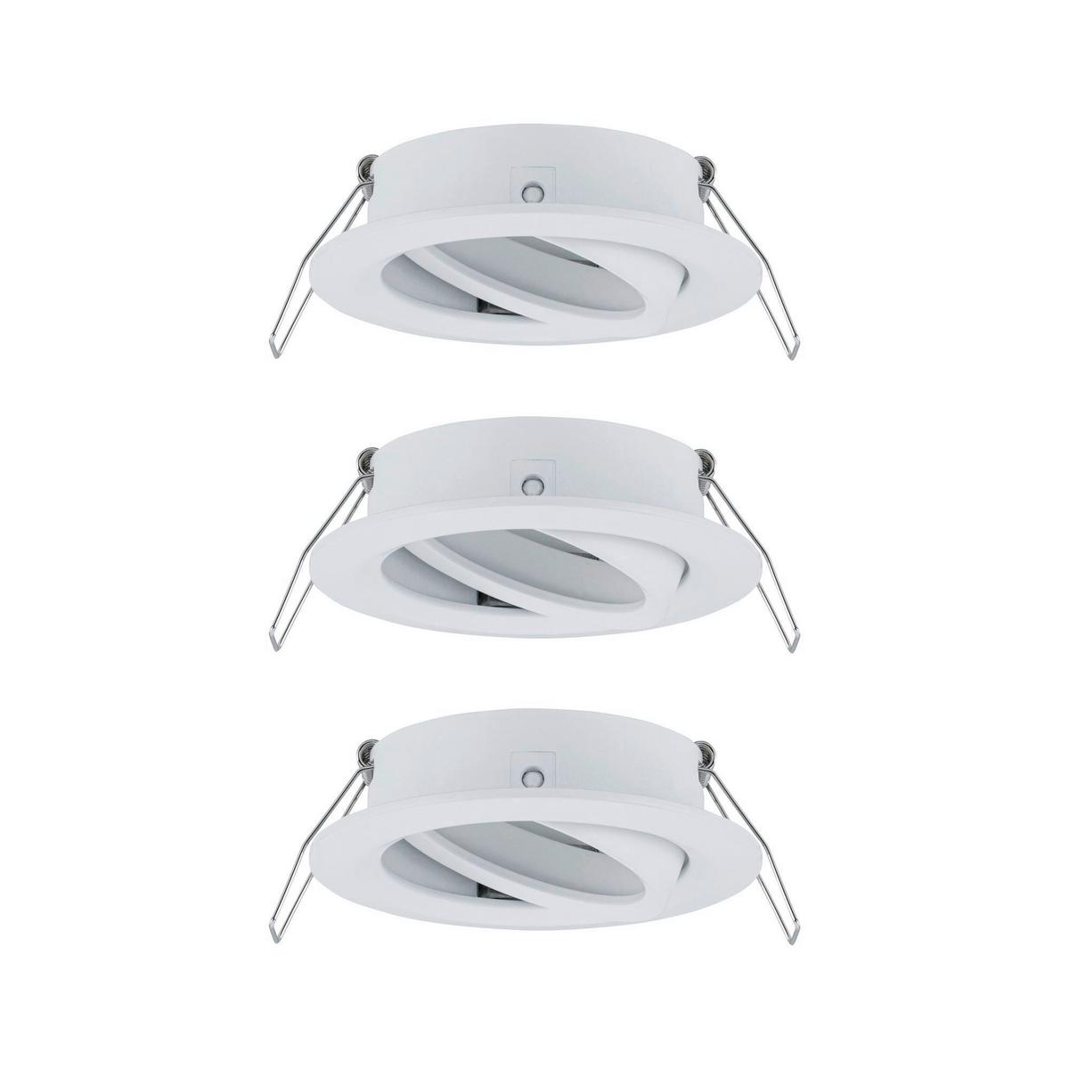 Deckenleuchte 3er-Set Ø 8,4 cm 3-Flammig - Alufarben/Weiß, Basics, Metall (8,4cm) - Paulmann