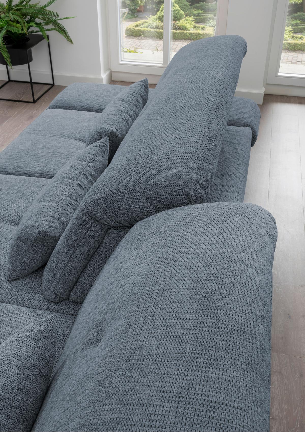 Ecksofa mit Schlaffunktion Dalida Hellblau Chenille - Chromfarben/Hellblau, Design, Textil (300/196cm) - Livetastic